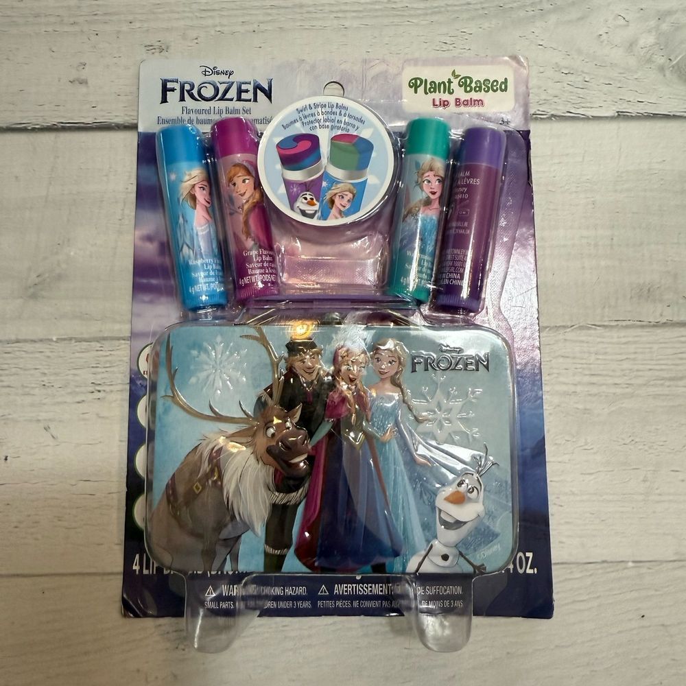 Disney frozen plant‎ based lip balm set with tin NEW